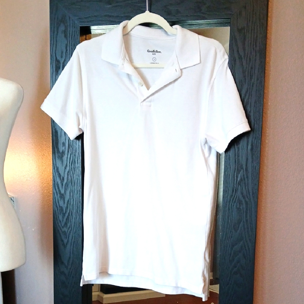 Goodfellow Mens White Short Sleeve Polo Shirt Size S